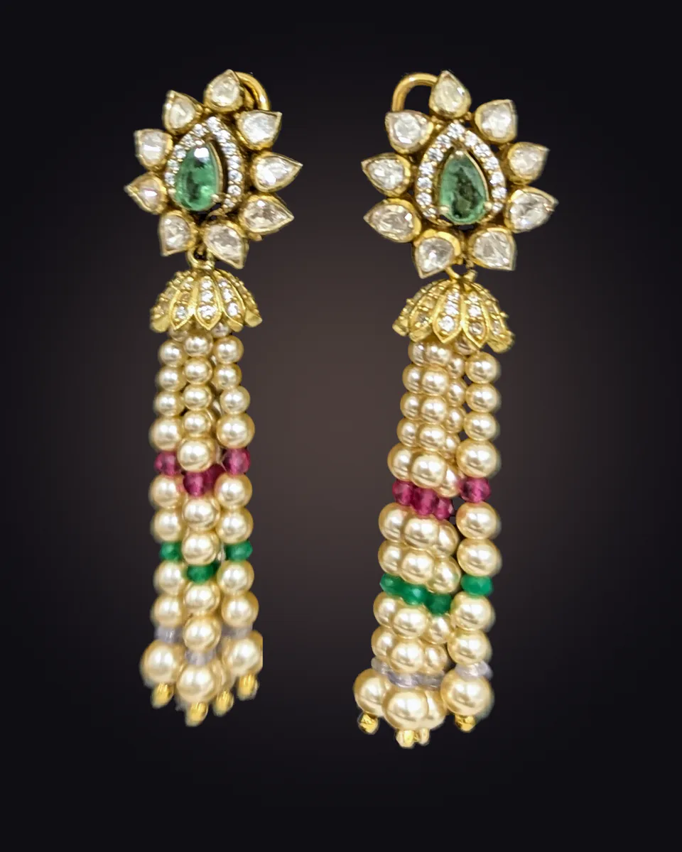 Green Stone Drop Earrings · Earrings